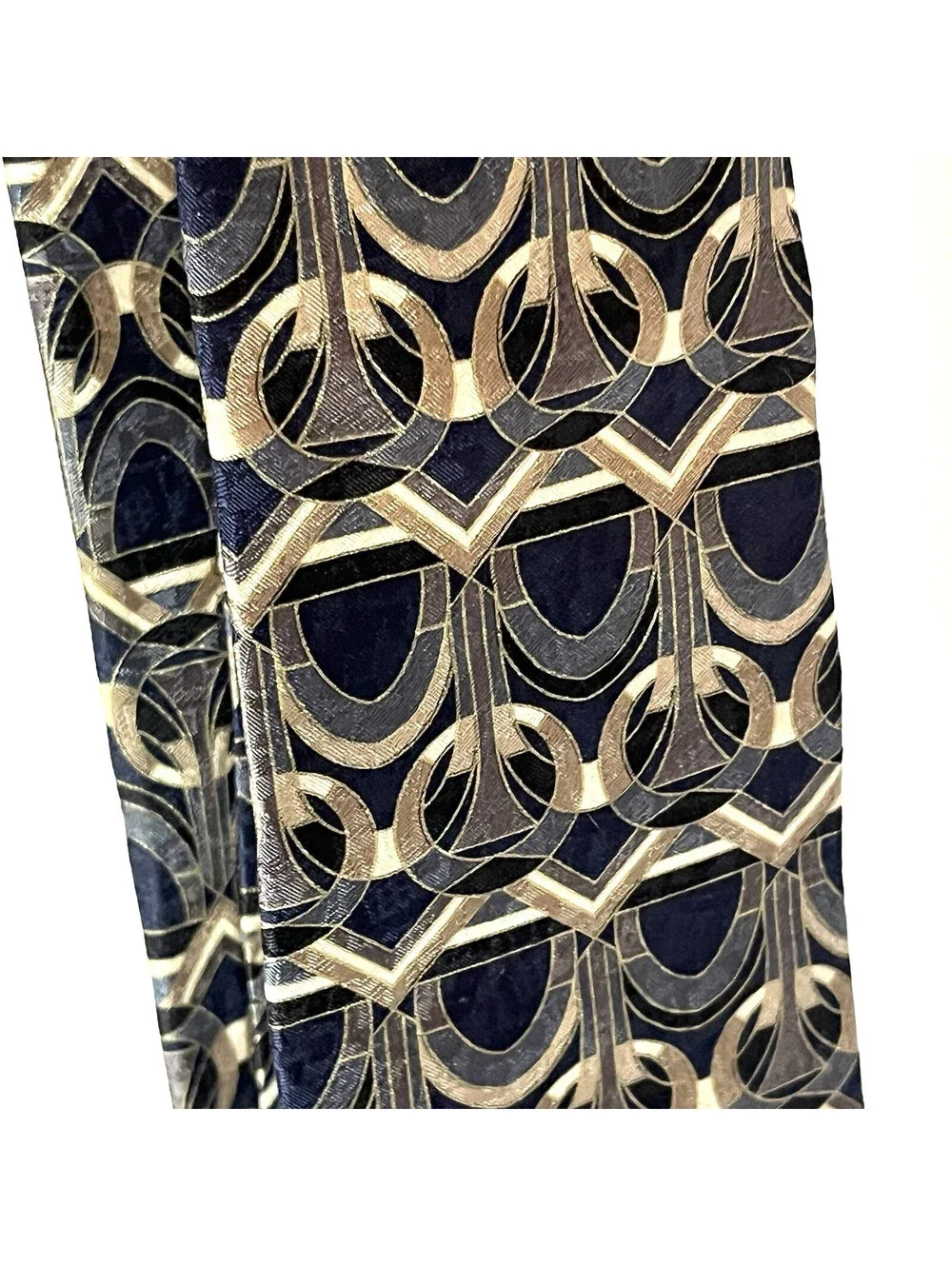 COURREGES HOMME - Geometric Art Deco Pattern - Vintage 100% Italian Silk Necktie